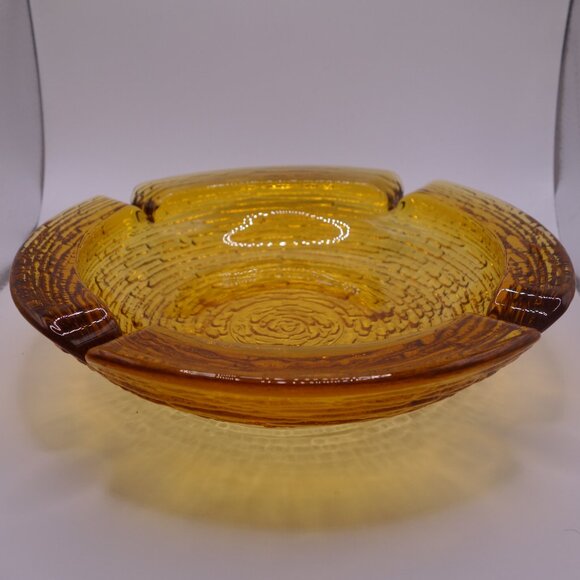 Amber Color Glass Ash Tray - Picture 2 of 12